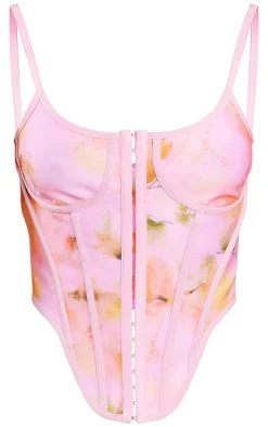 PrettyLittleThing Corsets*Printed Bandage Hook And Eye Dip Hem Corset