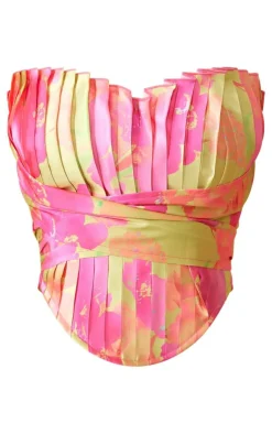 PrettyLittleThing Corsets*Printed Pleated Drape Front Corset