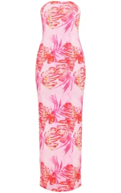 Printed Slinky Bandeau Maxi Dress-PrettyLittleThing Sale