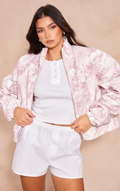 PrettyLittleThing Bomber Jackets*Printed Textured Faux Leather Oversized Bomber Jacket