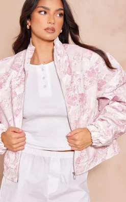 PrettyLittleThing Bomber Jackets*Printed Textured Faux Leather Oversized Bomber Jacket