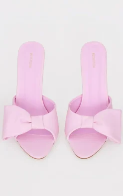 PrettyLittleThing Mules*PU Point Toe Half Bow Heeled Mules