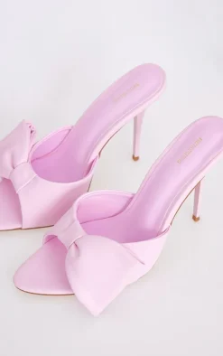 PrettyLittleThing Mules*PU Point Toe Half Bow Heeled Mules