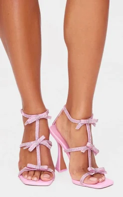 PrettyLittleThing Heeled Sandals*PU Square Toe Diamante Bow Heeled Sandals