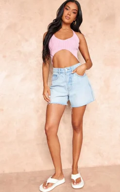 PrettyLittleThing Knitted Tops*Rib Knit Cut Out Halterneck Top