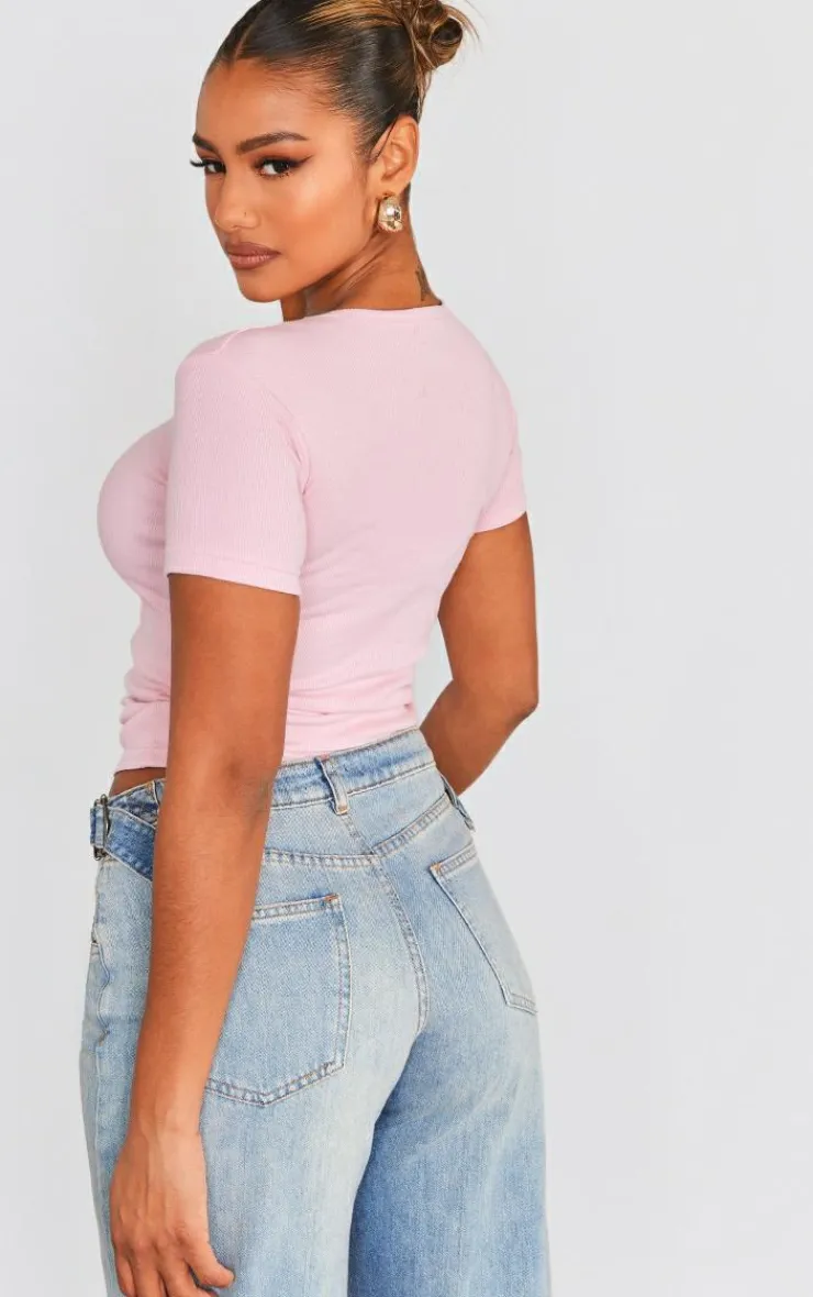 PrettyLittleThing T-Shirts*Ribbed Short Sleeve T Shirt