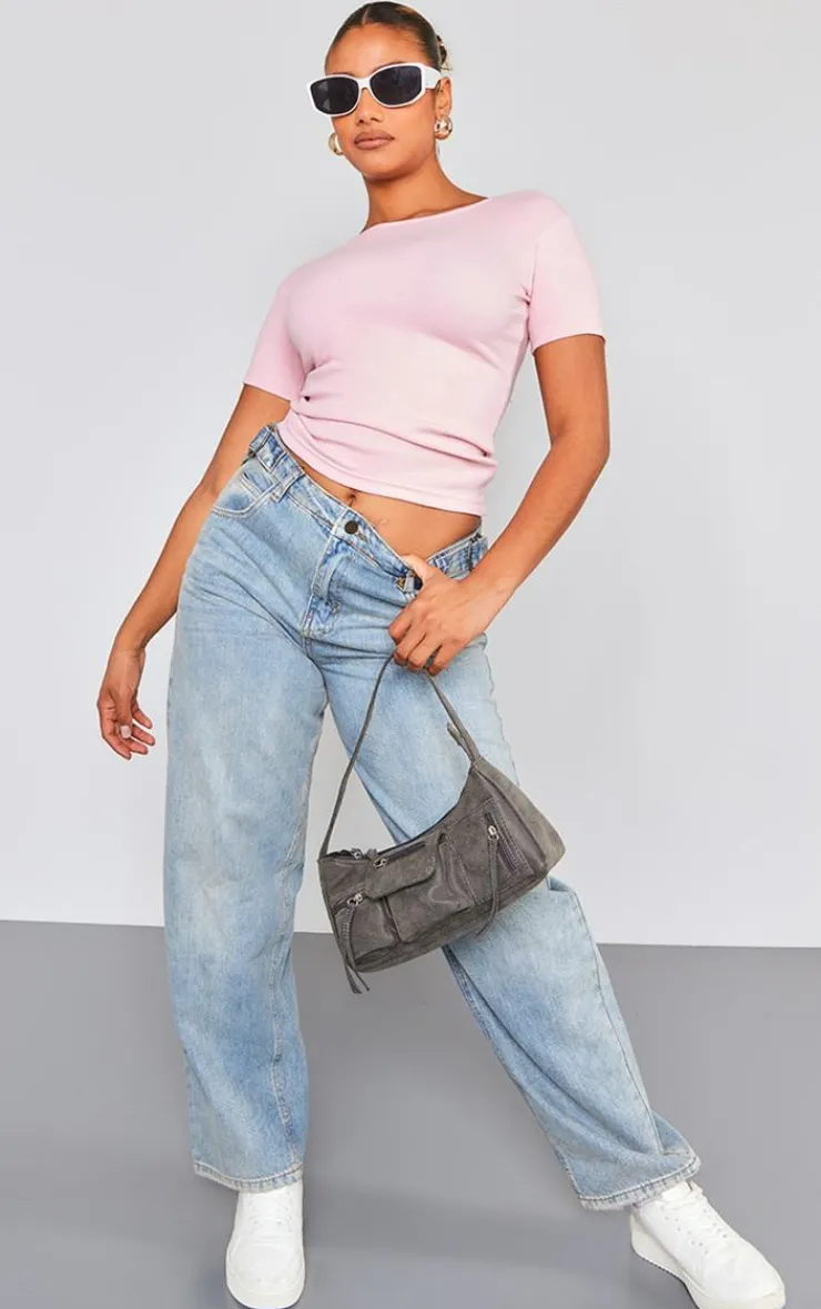 PrettyLittleThing T-Shirts*Ribbed Short Sleeve T Shirt