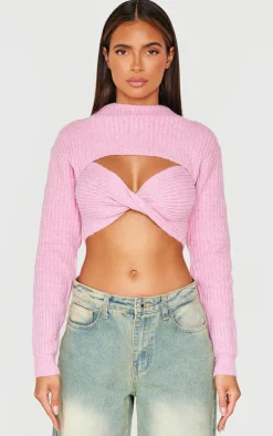 PrettyLittleThing Sweaters*Ribbed Twist Front Cut Out Sweater