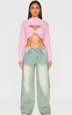 PrettyLittleThing Sweaters*Ribbed Twist Front Cut Out Sweater