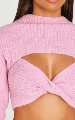 PrettyLittleThing Sweaters*Ribbed Twist Front Cut Out Sweater