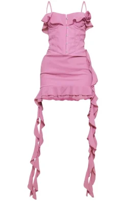 Rose Frill Detail Draped Mini Dress-PrettyLittleThing Best