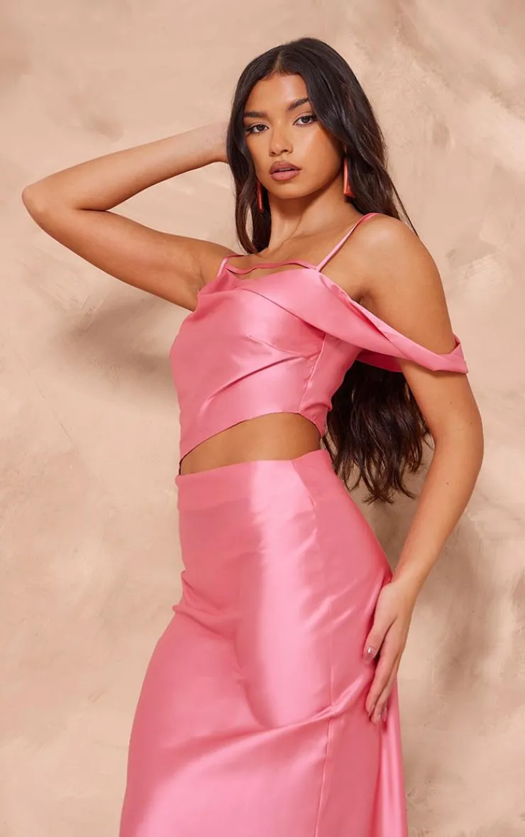 Satin Asymmetric Cut Out Maxi Dress-PrettyLittleThing Hot