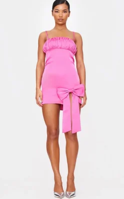 Satin Bow Detail Mini Dress-PrettyLittleThing Discount