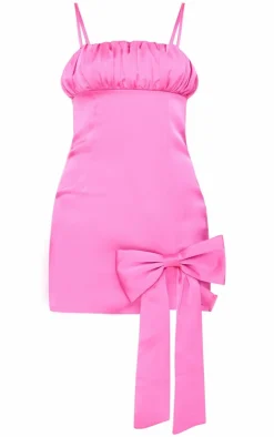 Satin Bow Detail Mini Dress-PrettyLittleThing Discount