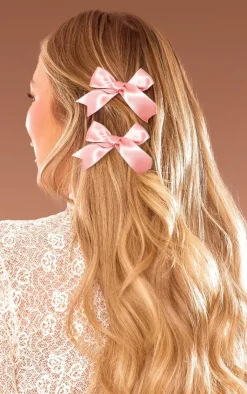 PrettyLittleThing Hair Accessories*Satin Bow Hair Clips 4 Pack