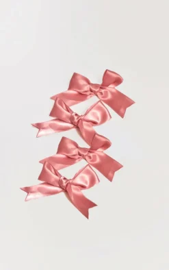 PrettyLittleThing Hair Accessories*Satin Bow Hair Clips 4 Pack