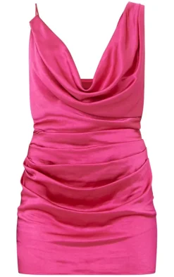 Satin Extreme Cowl Bodycon Dress-PrettyLittleThing Discount