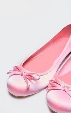 PrettyLittleThing Ballet Flats*Satin Round Toe Bow Detail Ballet Flats