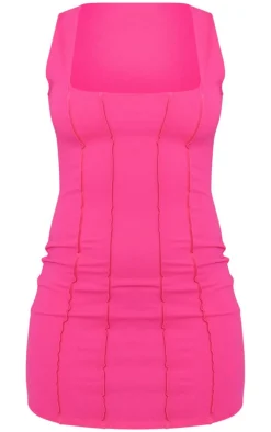 Seam Detail Square Neck Bodycon Dress-PrettyLittleThing Outlet