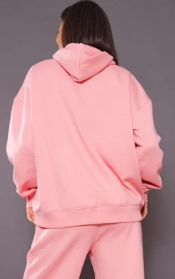 PrettyLittleThing Self Love Club Graphic Puff Print Oversized Hoodie Pink