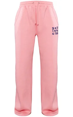 Hot PrettyLittleThing Self Love Club Graphic Puff Print Oversized Sweatpants Pink