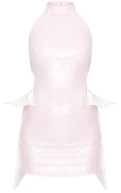 Pink Sequin Cut Out Bow Detail Mini Dress-PrettyLittleThing Clearance