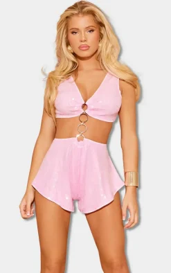Sequin Cut Out Romper-PrettyLittleThing New