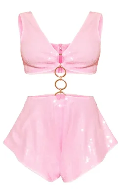 Sequin Cut Out Romper-PrettyLittleThing New