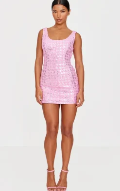 Sequin Denim Mini Dress-PrettyLittleThing Sale