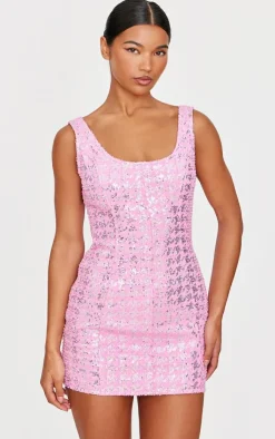 Sequin Denim Mini Dress-PrettyLittleThing Sale