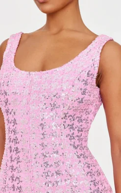 Sequin Denim Mini Dress-PrettyLittleThing Sale