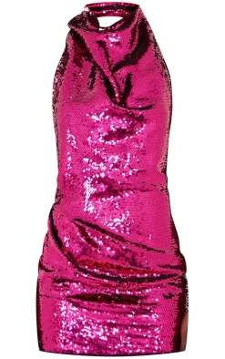 Sequin High Neck Backless Bodycon Dress-PrettyLittleThing Clearance