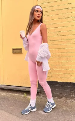 PrettyLittleThing Snatched*Snatched Rib Seam Detail Jumpsuit
