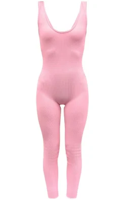 PrettyLittleThing Snatched*Snatched Rib Seam Detail Jumpsuit