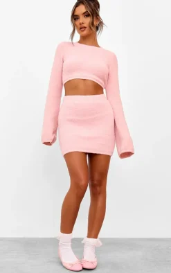 Online PrettyLittleThing Soft Knit Open Back Sweater Pink
