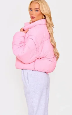 PrettyLittleThing Puffer Jackets*Soft Nylon Set In Sleeve Popper Pocket Puffer