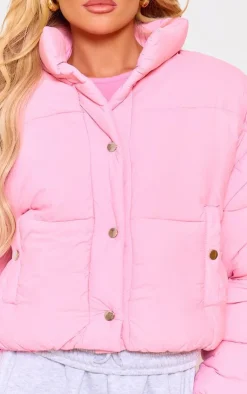 PrettyLittleThing Puffer Jackets*Soft Nylon Set In Sleeve Popper Pocket Puffer