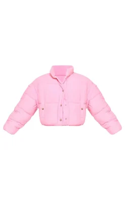 PrettyLittleThing Puffer Jackets*Soft Nylon Set In Sleeve Popper Pocket Puffer