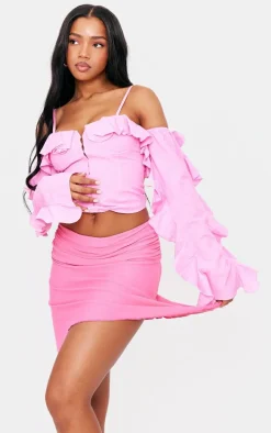 Pink Soft Touch Handkerchief Hem Mini Skirt