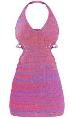 Spacedye Knit Cut Out Smiles Trim Mini Dress-PrettyLittleThing