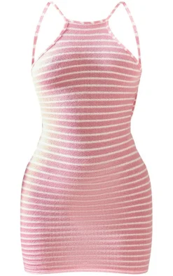 Stripe Racer Neck Open Back Shift Dress-PrettyLittleThing Outlet
