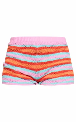 Clearance PrettyLittleThing Stripe Soft Knit Mini Shorts Pink