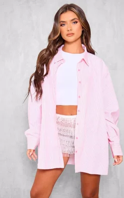 PrettyLittleThing Shirts*Striped Oversized Cotton Shirt