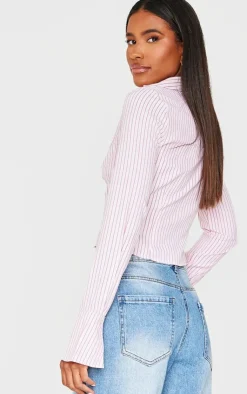 PrettyLittleThing Shirts*Striped Ruching Detail Shirt