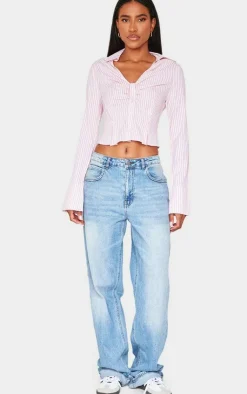 PrettyLittleThing Shirts*Striped Ruching Detail Shirt
