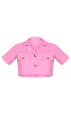 Clearance PrettyLittleThing Structured Linen Look Tailored Mini Skirt Pink