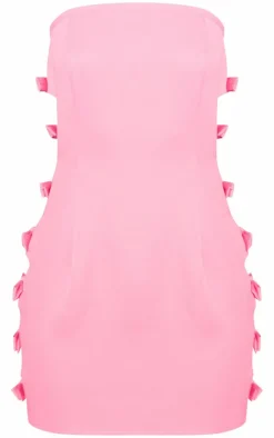 Tailored Woven Bow Detail Bandeau Mini Dress-PrettyLittleThing Online