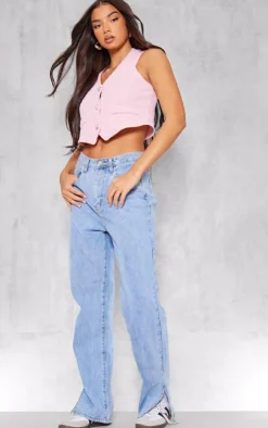PrettyLittleThing Sleeveless Tops*Textured Cropped Vest