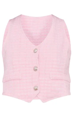 PrettyLittleThing Sleeveless Tops*Textured Cropped Vest