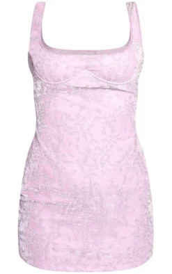 Textured Glitter Underwire Strappy Shift Dress-PrettyLittleThing Sale